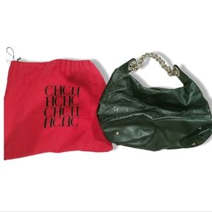 CH Carolina Herrera Monogram Embossed Leather Chain Hobo